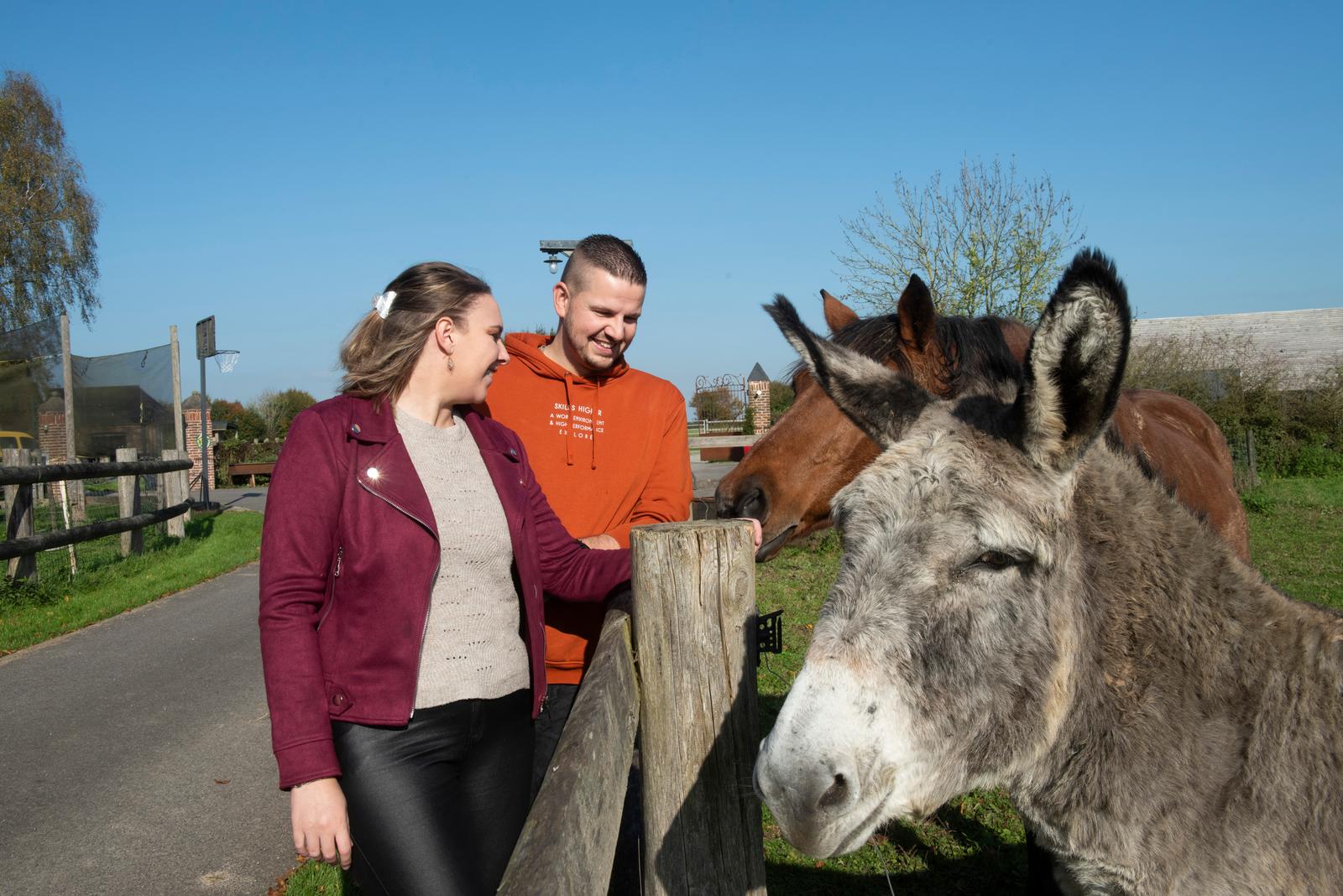 Dompierre-sur-Helpe : couple en promenade près de la cabane des charmilles