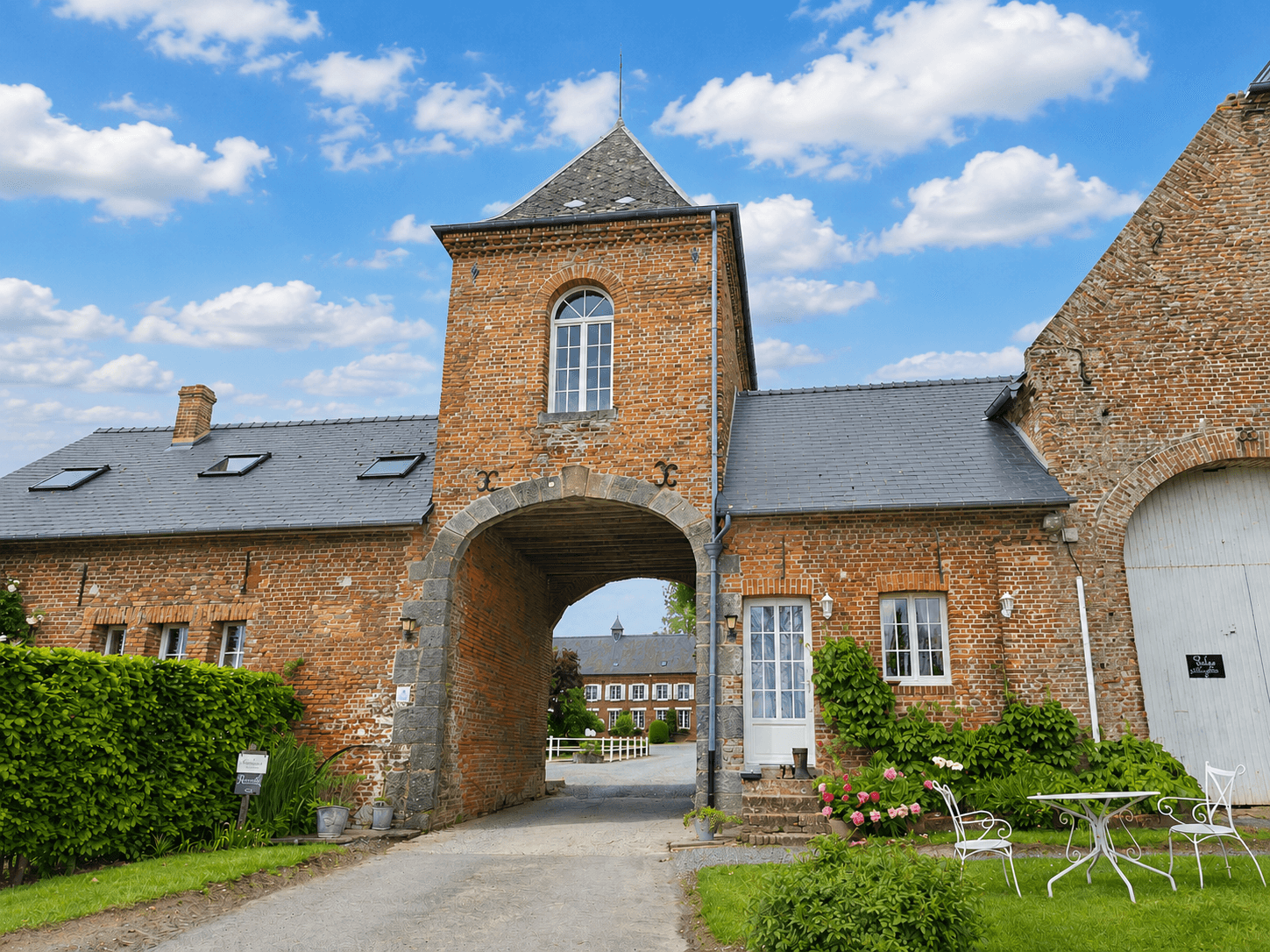 La Neuville-les-Dorengt : Porche d'entrée de la Ferme de Ribeaufontaine