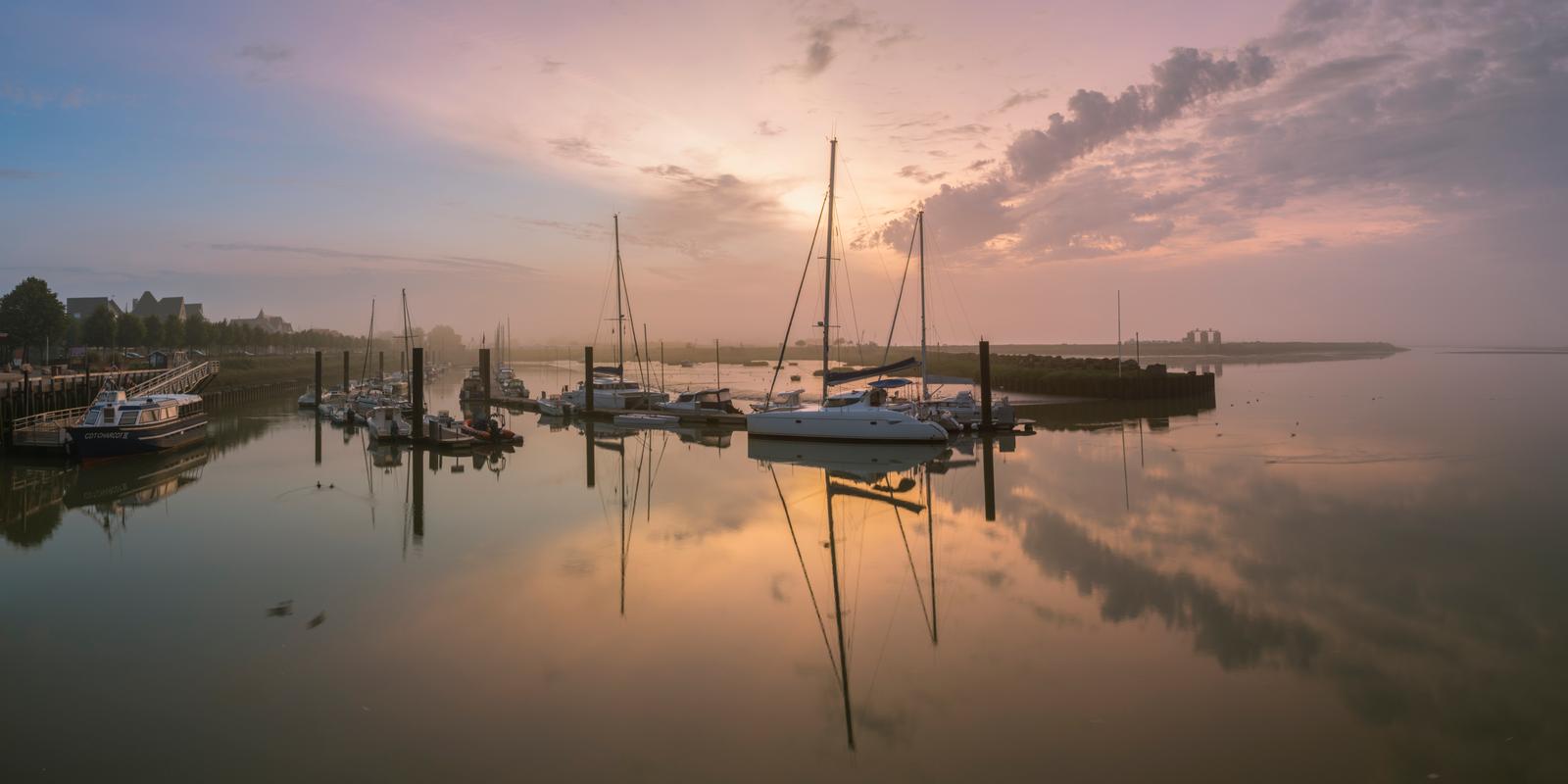 Port du Crotoy, bateaux à l'aube